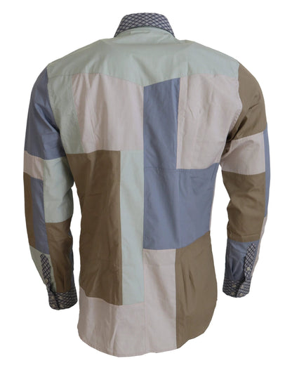Dolce & Gabbana Multicolor Cotton Patchwork Slim Shirt by Dolce & Gabbana