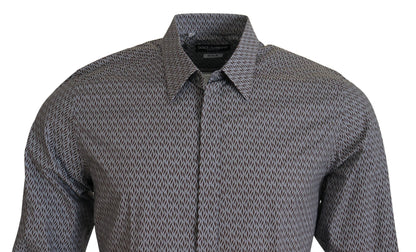 Dolce & Gabbana Gray Brown GOLD Slim Fit Dress Formal Shirt by Dolce & Gabbana