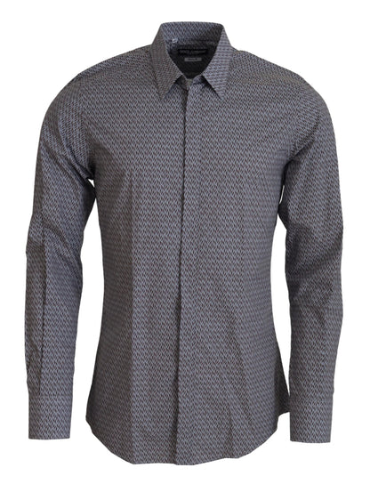 Dolce & Gabbana Gray Brown GOLD Slim Fit Dress Formal Shirt by Dolce & Gabbana