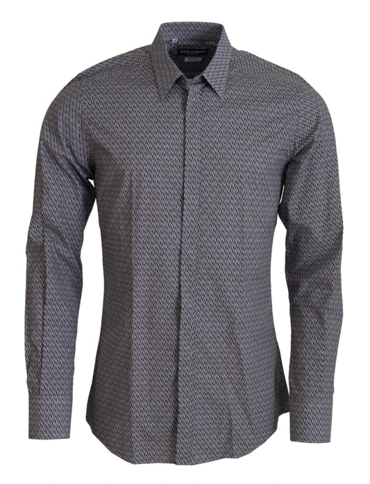 Dolce & Gabbana Gray Brown GOLD Slim Fit Dress Formal Shirt by Dolce & Gabbana