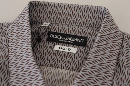 Dolce & Gabbana Gray Brown GOLD Slim Fit Dress Formal Shirt by Dolce & Gabbana
