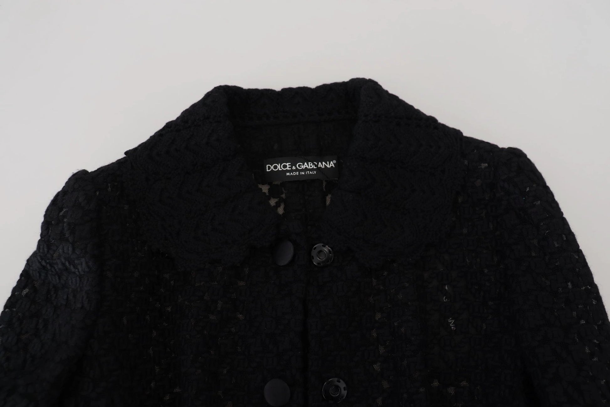 Dolce & Gabbana Black Wool Knitted Button Down Collar Jacket by Dolce & Gabbana