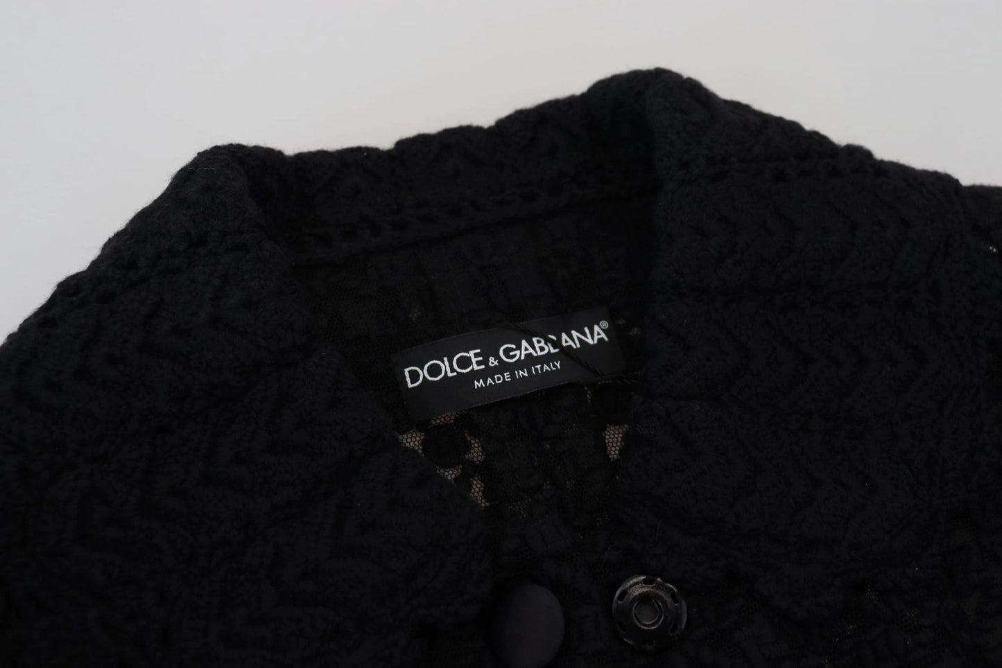 Dolce & Gabbana Black Wool Knitted Button Down Collar Jacket by Dolce & Gabbana
