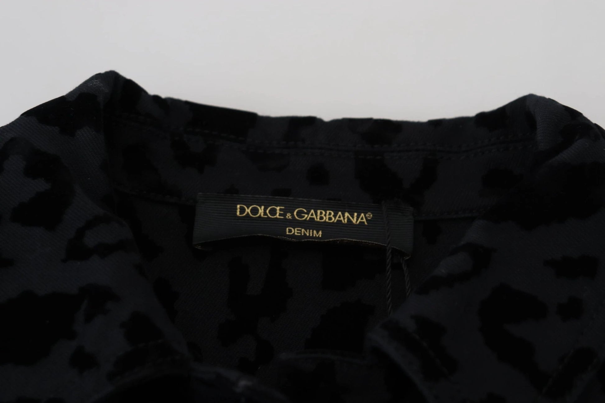 Dolce & Gabbana Black Leopard Long Sleeve Denim Cotton Jacket by Dolce & Gabbana