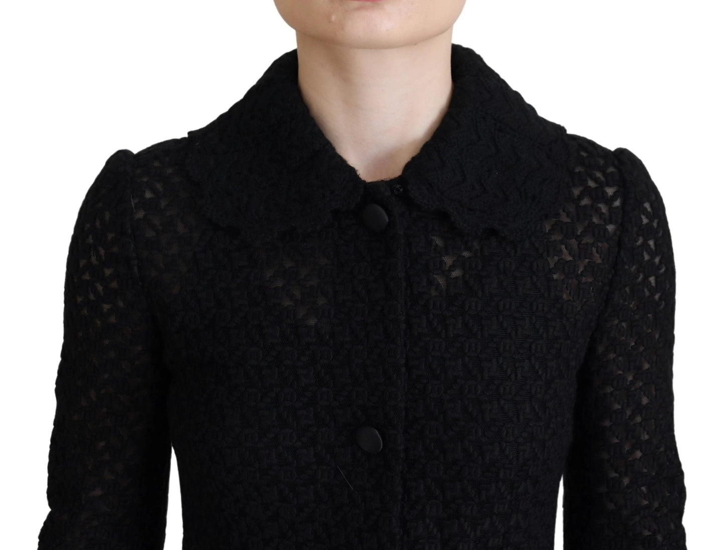 Dolce & Gabbana Black Button Down Long Blazer Cotton Jacket by Dolce & Gabbana