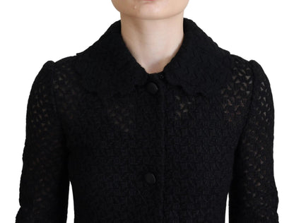 Dolce & Gabbana Black Button Down Long Blazer Cotton Jacket by Dolce & Gabbana