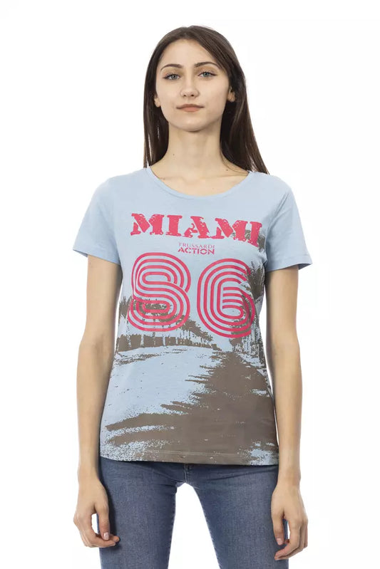 T-shirt Trussardi Action femme en coton et viscose bleu clair – TR-23086