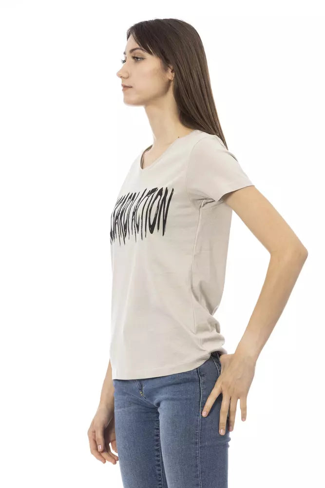 Trussardi Action dames T-shirt van katoen en viscose beige – TR-23092