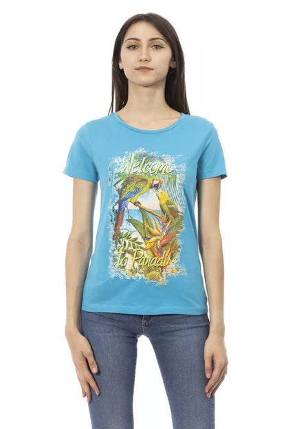 T-shirt Trussardi Action femme en coton et viscose bleu clair – TR-23049