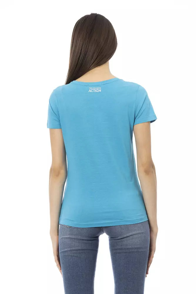 T-shirt Trussardi Action femme en coton et viscose bleu clair – TR-23049