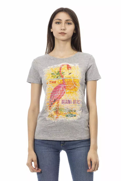 Grijze damest-shirt van Trussardi Action in katoen en viscose – TR-23025