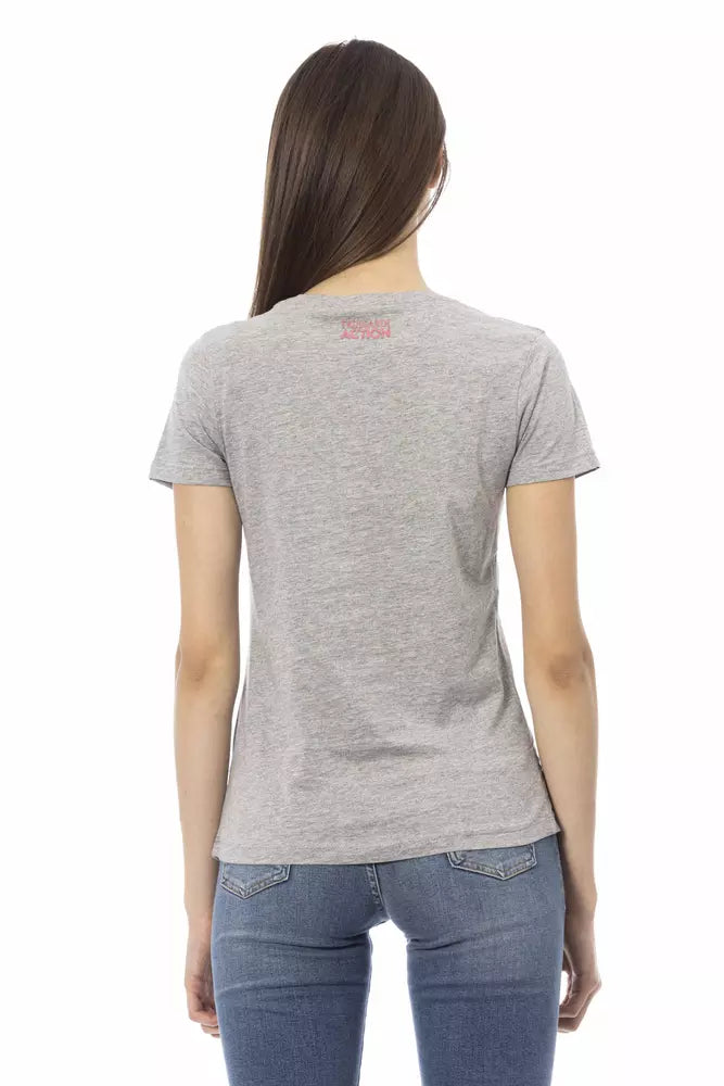 Grijze damest-shirt van Trussardi Action in katoen en viscose – TR-23025