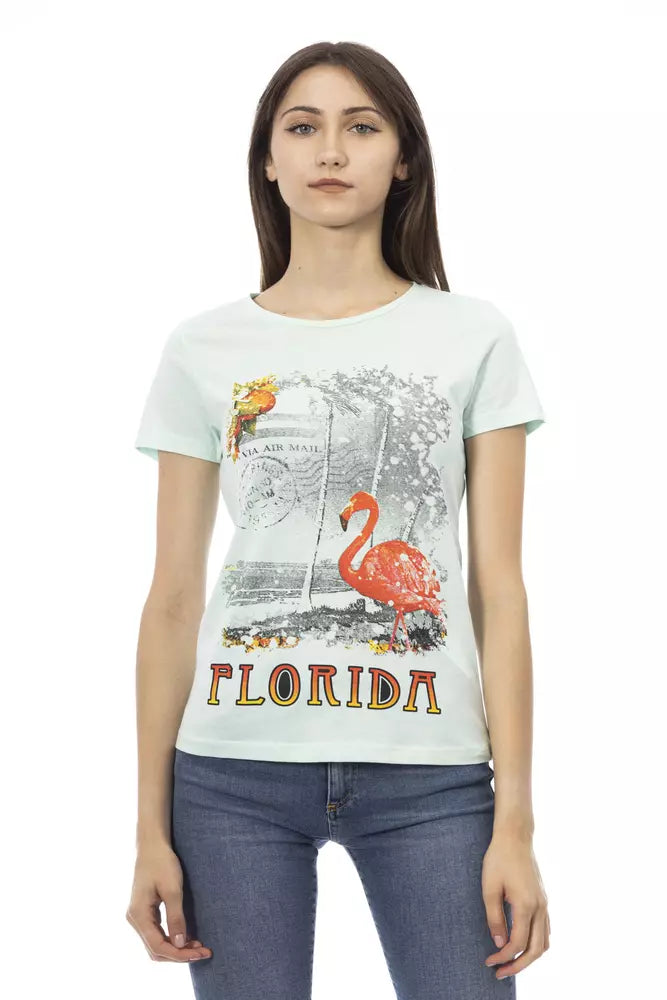 T-shirt Trussardi Action femme en coton et viscose bleu clair – TR-23033