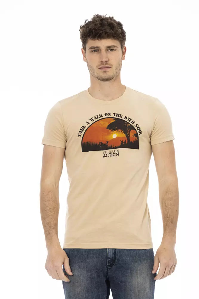T-shirt Trussardi Action homme en coton et viscose beige – TR-22679