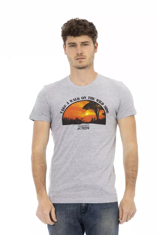T-shirt Trussardi Action homme en coton et viscose gris – TR-22680