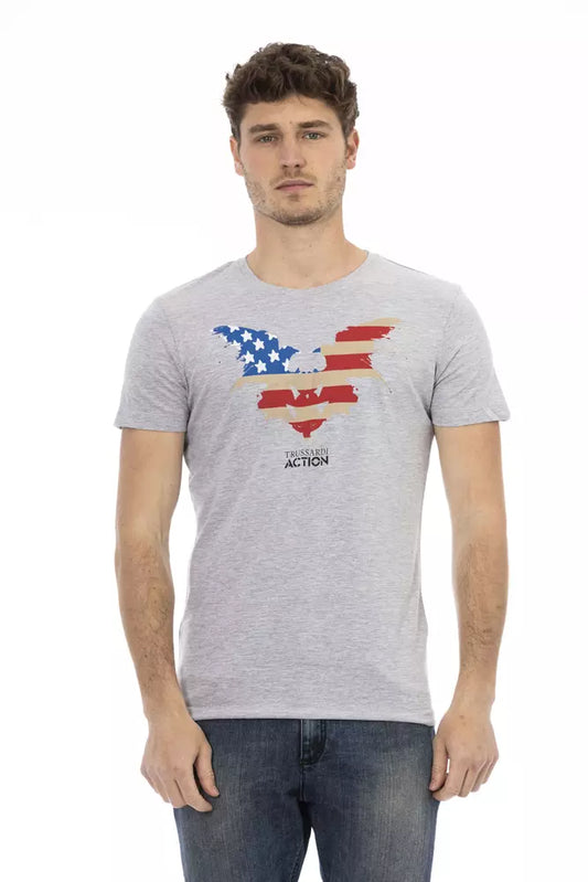 Grå T-shirt til mænd fra Trussardi Action i bomuld og viskose – TR-22676