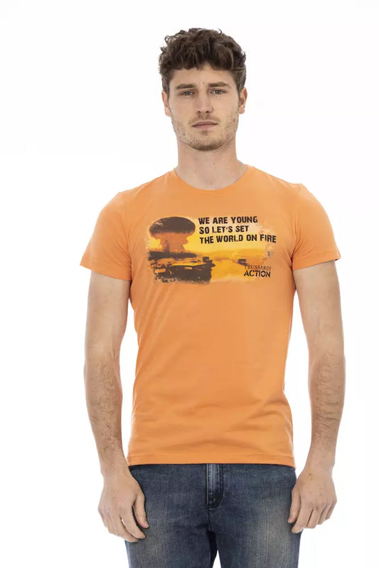 Trussardi Action T-shirt til mænd i bomuld og viskose, orange – TR-22675