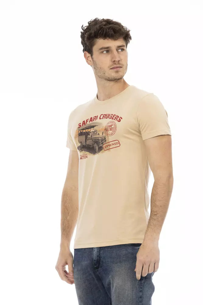 T-shirt Trussardi Action homme en coton et viscose beige – TR-22668