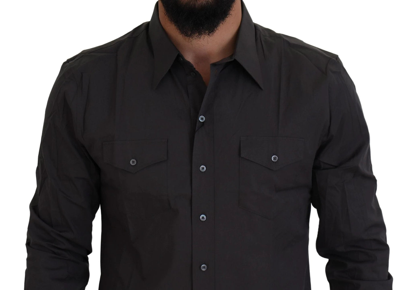 Dolce & Gabbana Gray SICILIA Slim Fit Stretch Dress Shirt by Dolce & Gabbana