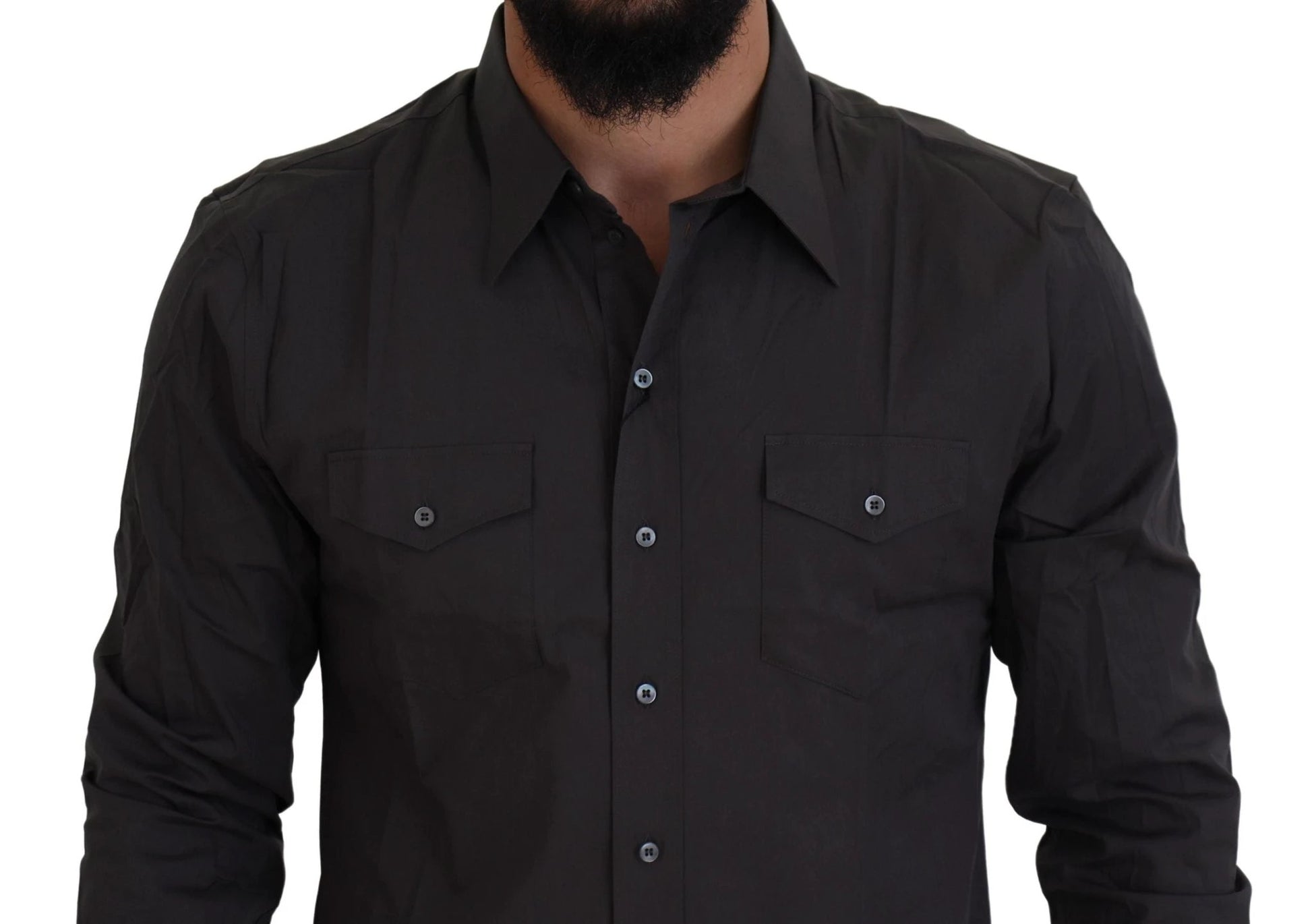 Dolce & Gabbana Gray SICILIA Slim Fit Stretch Dress Shirt by Dolce & Gabbana