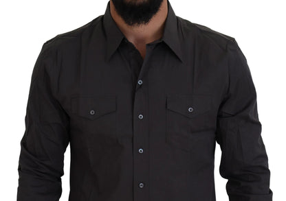 Dolce & Gabbana Gray SICILIA Slim Fit Stretch Dress Shirt by Dolce & Gabbana