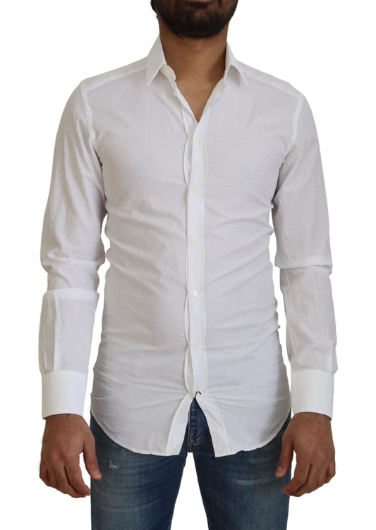 Dolce & Gabbana White Cotton Slim Fit Formal Dress GOLD Shirt by Dolce & Gabbana