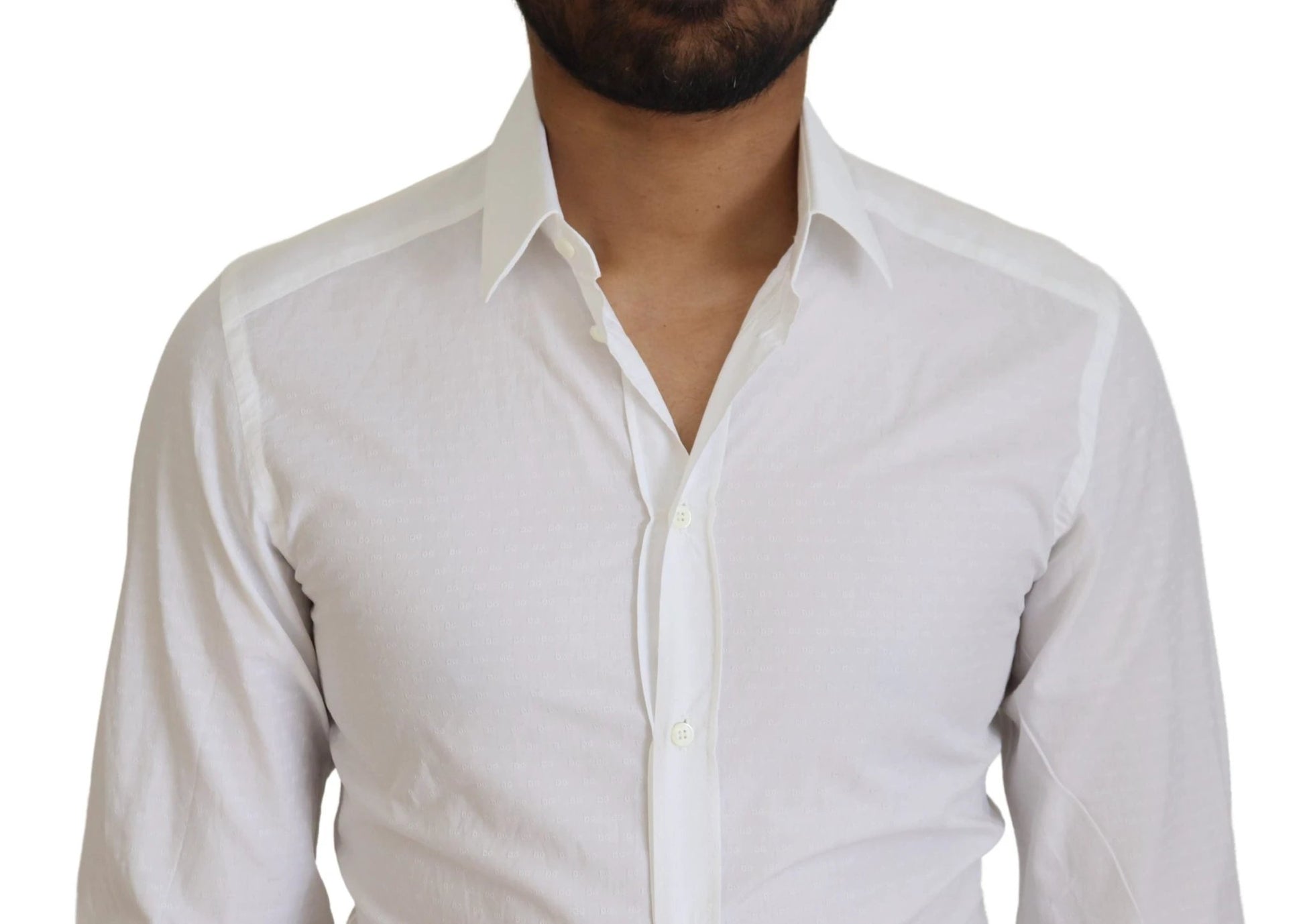 Dolce & Gabbana White Cotton Slim Fit Formal Dress GOLD Shirt by Dolce & Gabbana