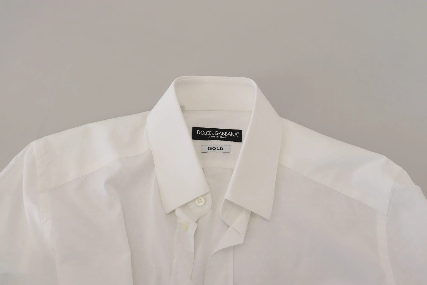 Dolce & Gabbana White Cotton Slim Fit Formal Dress GOLD Shirt by Dolce & Gabbana