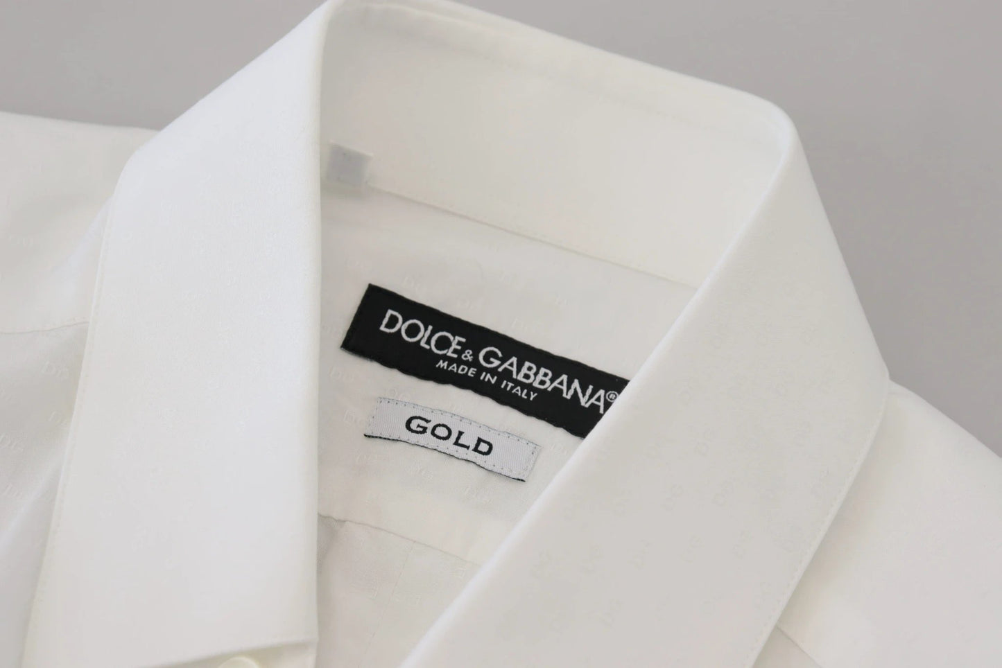 Dolce & Gabbana White Cotton Slim Fit Formal Dress GOLD Shirt by Dolce & Gabbana