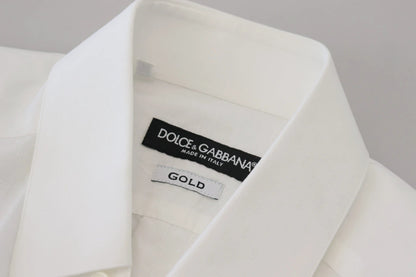 Dolce & Gabbana White Cotton Slim Fit Formal Dress GOLD Shirt by Dolce & Gabbana
