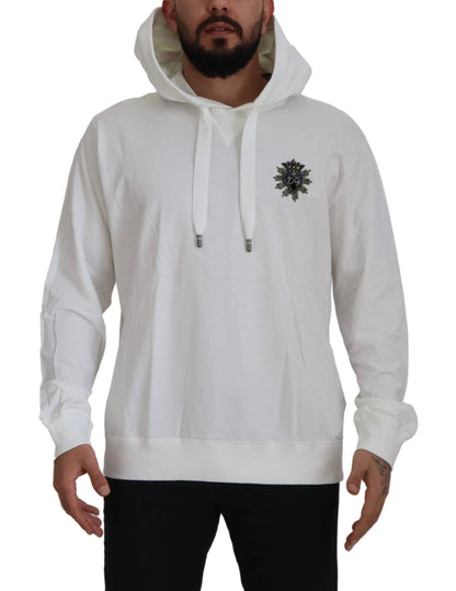 Dolce & Gabbana White Cotton Hooded Sweatshirt Sweater by Dolce & Gabbana