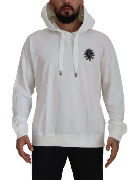 Dolce & Gabbana White Cotton Hooded Sweatshirt Sweater by Dolce & Gabbana