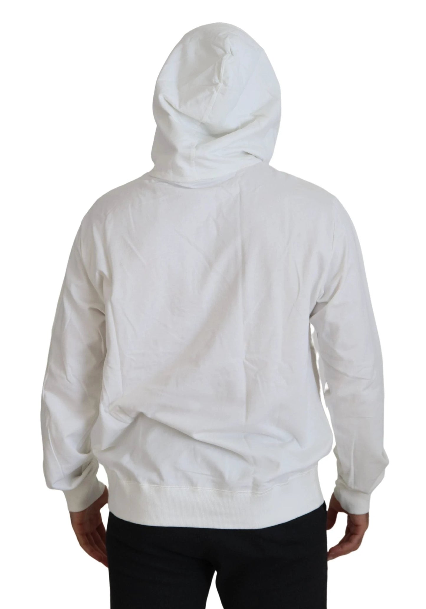 Dolce & Gabbana White Cotton Hooded Sweatshirt Sweater by Dolce & Gabbana