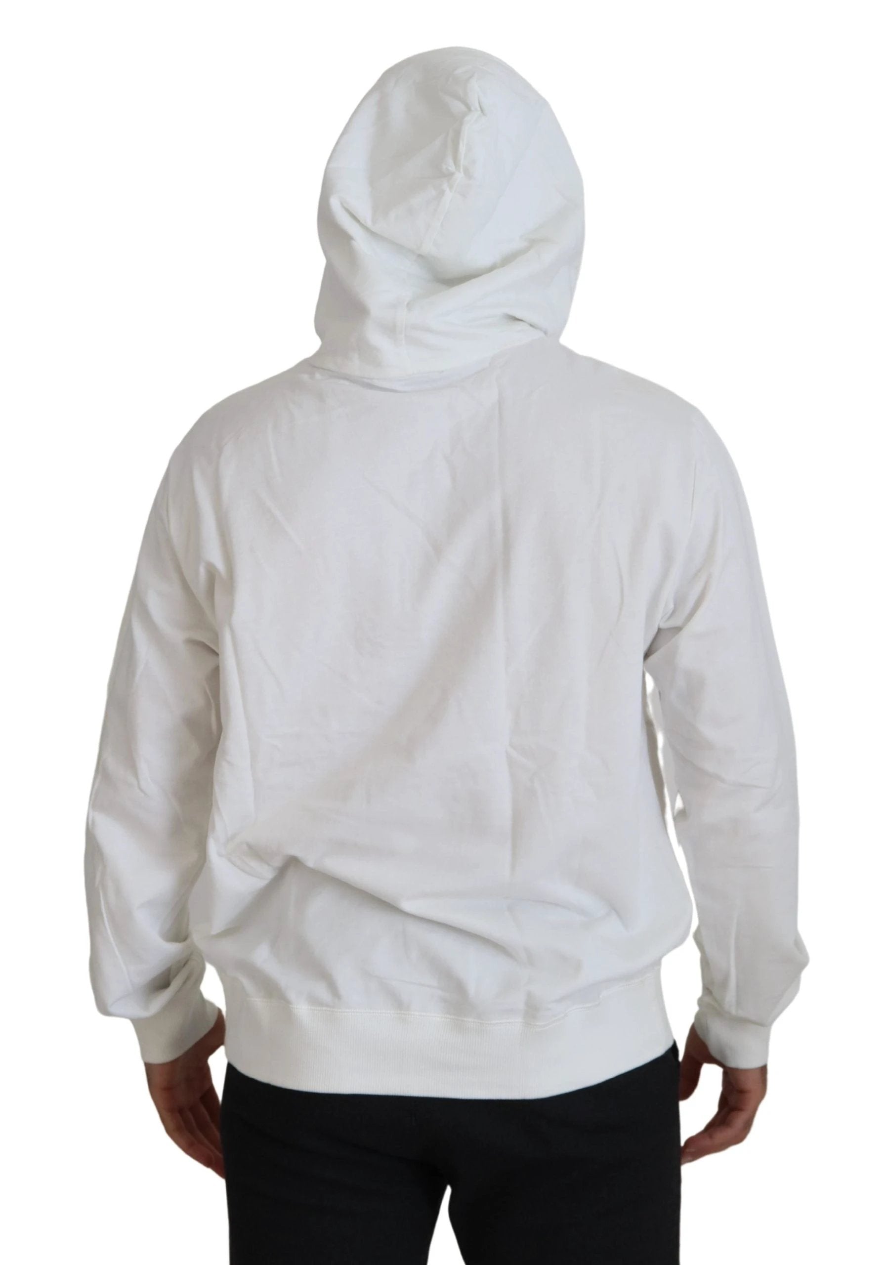 Dolce & Gabbana White Cotton Hooded Sweatshirt Sweater by Dolce & Gabbana