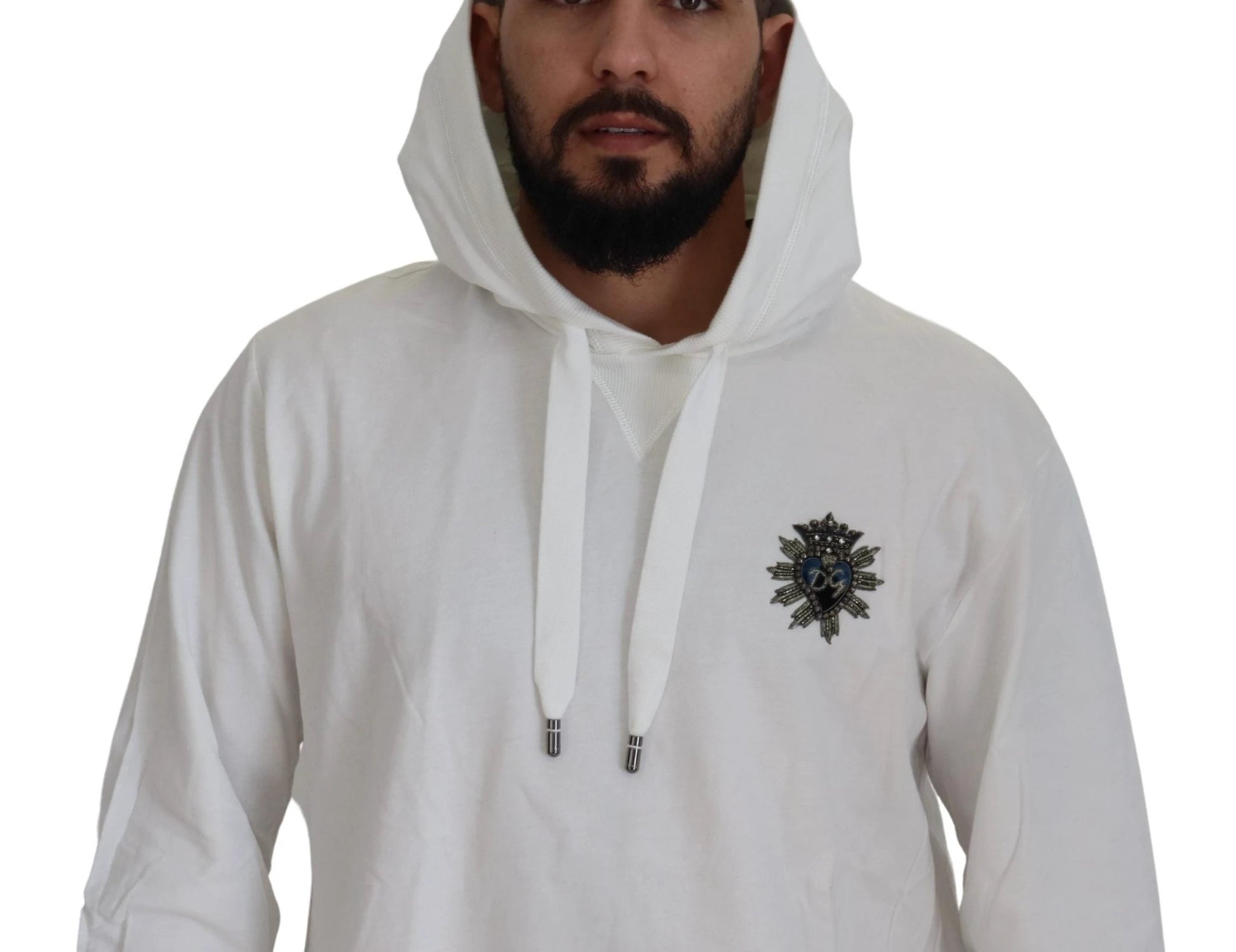 Dolce & Gabbana White Cotton Hooded Sweatshirt Sweater by Dolce & Gabbana