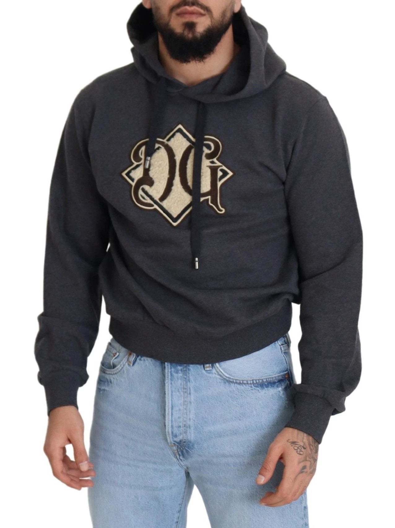 Dolce & Gabbana Gray Logo Cotton Hooded Sweatshirt Sweater by Dolce & Gabbana