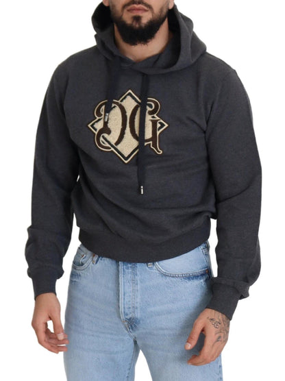 Dolce & Gabbana Gray Logo Cotton Hooded Sweatshirt Sweater by Dolce & Gabbana