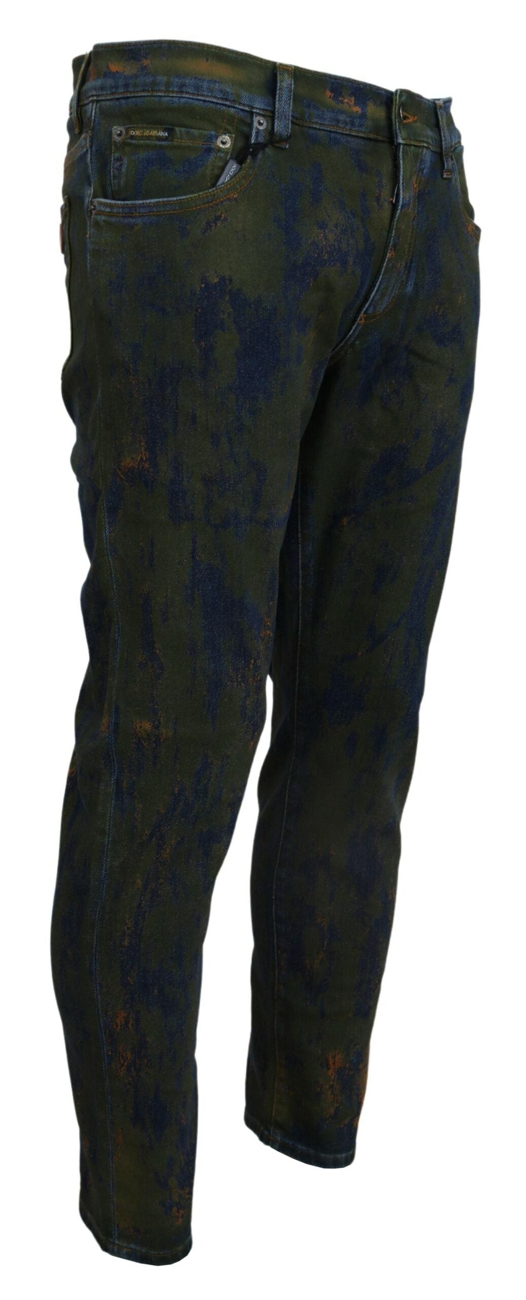 Jean Dolce & Gabbana homme skinny en coton bleu et vert – PAN74547