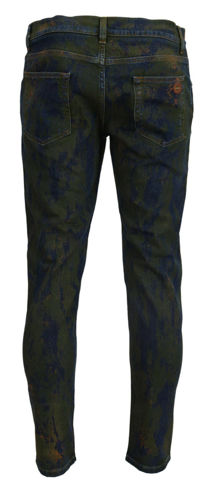 Jean Dolce & Gabbana homme skinny en coton bleu et vert – PAN74547