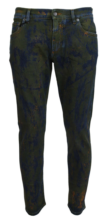 Jean Dolce & Gabbana homme skinny en coton bleu et vert – PAN74547