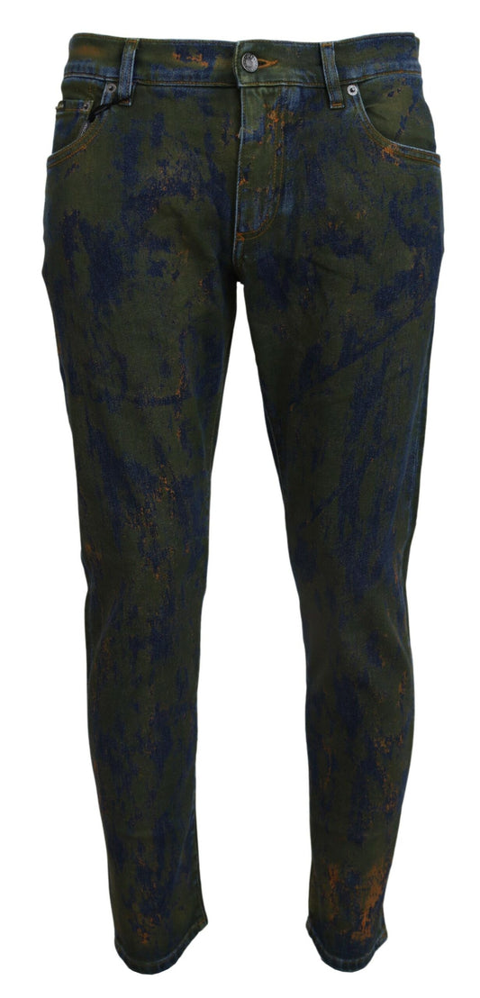 Jean Dolce & Gabbana homme skinny en coton bleu et vert – PAN74547