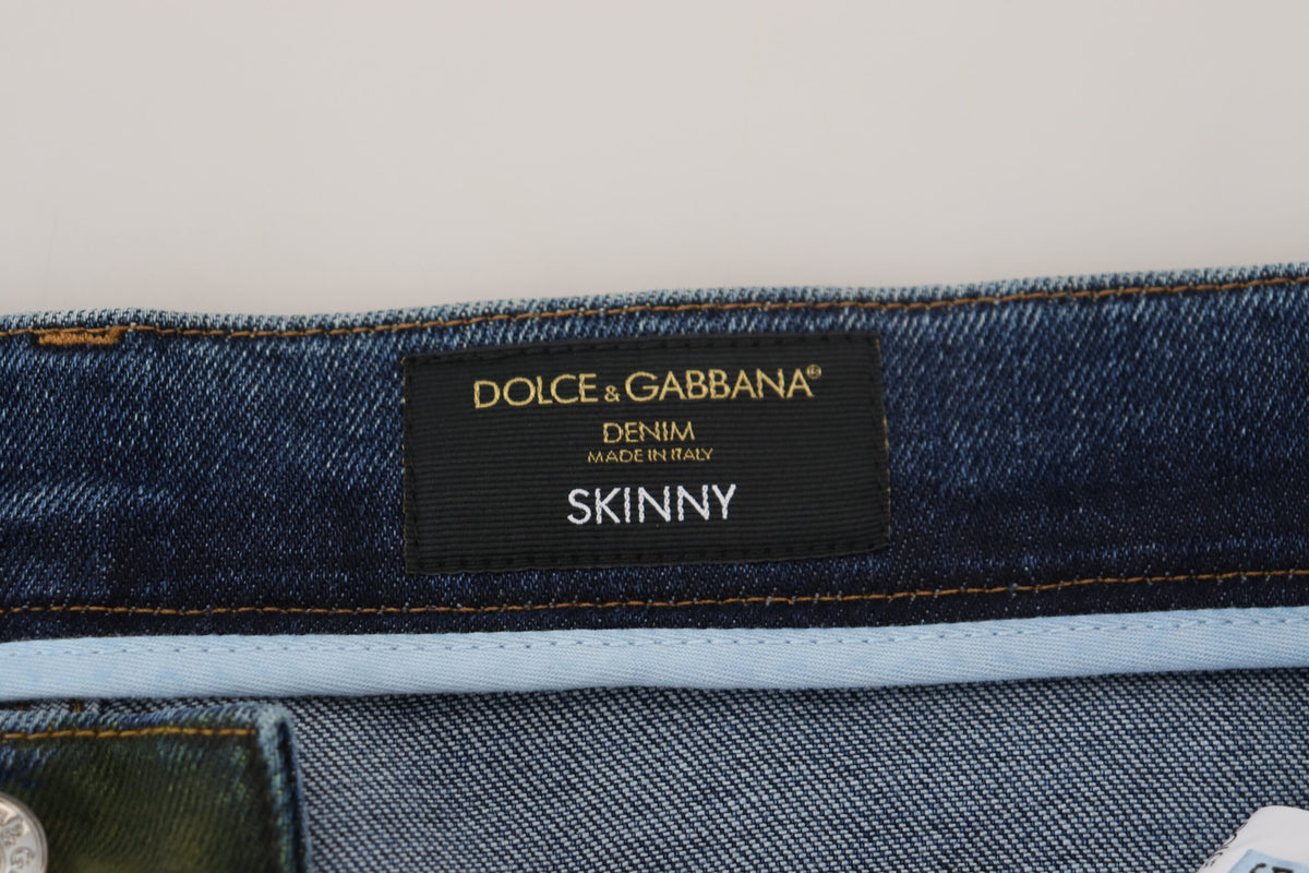 Jean Dolce & Gabbana homme skinny en coton bleu et vert – PAN74547
