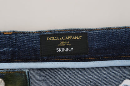 Jean Dolce & Gabbana homme skinny en coton bleu et vert – PAN74547