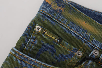 Jean Dolce & Gabbana homme skinny en coton bleu et vert – PAN74547
