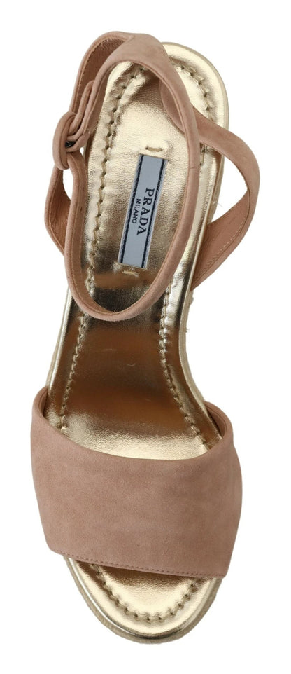 Prada Pink Suede Leather Ankle Strap Sandals by Prada