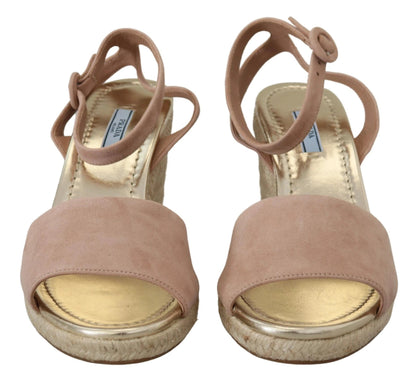 Prada Pink Suede Leather Ankle Strap Sandals by Prada