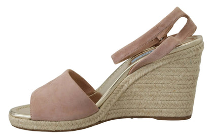 Prada Pink Suede Leather Ankle Strap Sandals by Prada