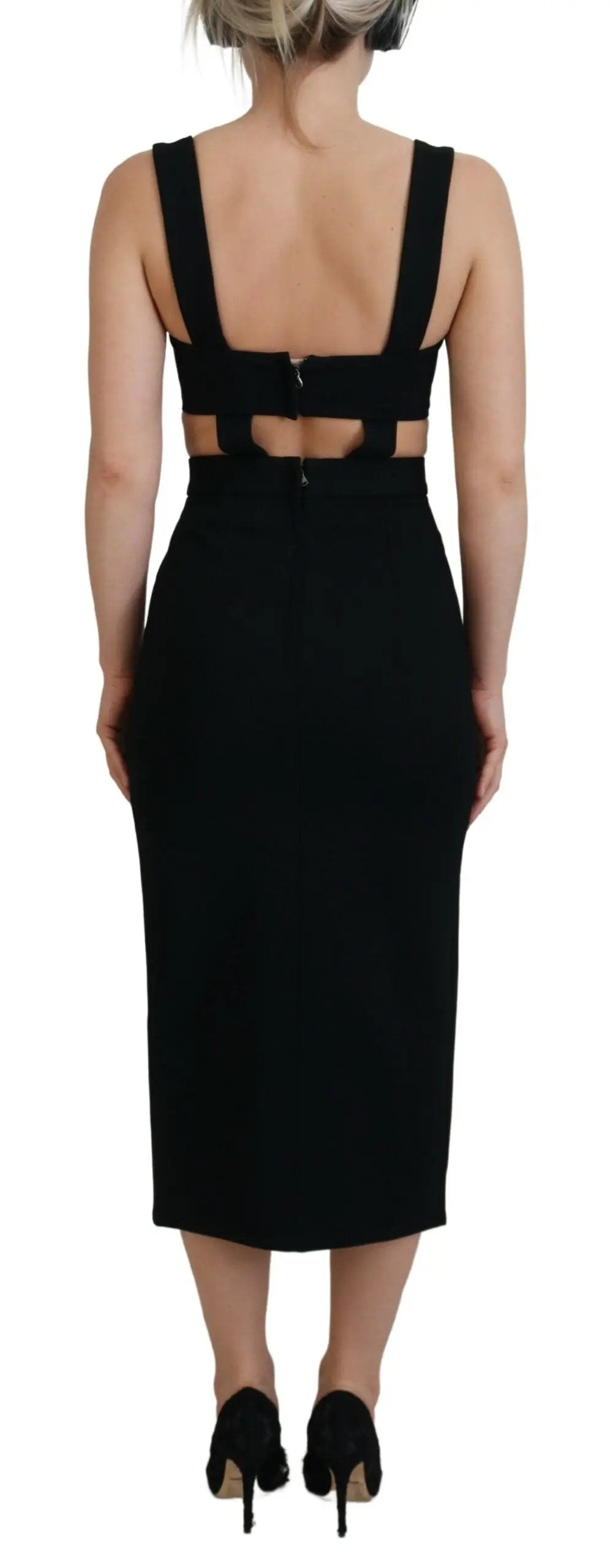 Dolce & Gabbana Black Viscose Bodycon Sheath Midi Dress by Dolce & Gabbana