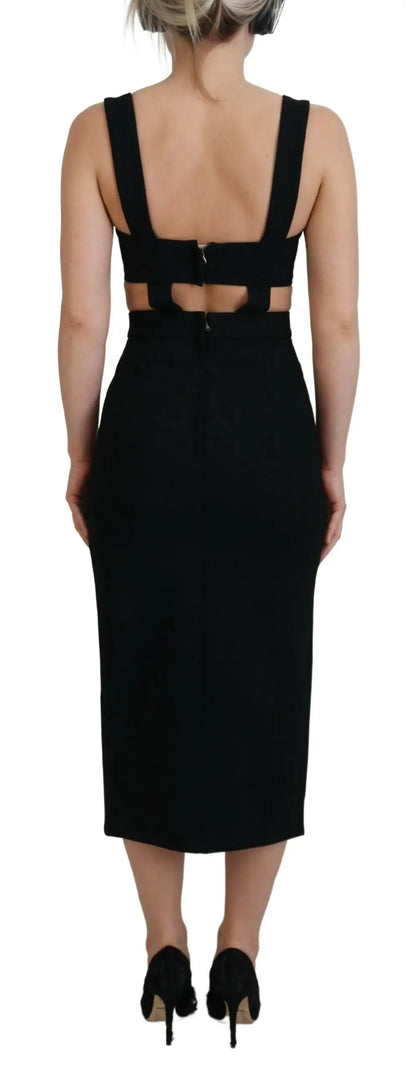 Dolce & Gabbana Black Viscose Bodycon Sheath Midi Dress by Dolce & Gabbana