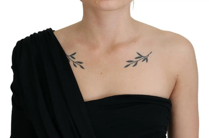 Dolce & Gabbana Black Wrap Sheath One Shoulder Wool Dress by Dolce & Gabbana